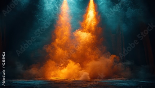 Abstract Orange and Blue Smoke