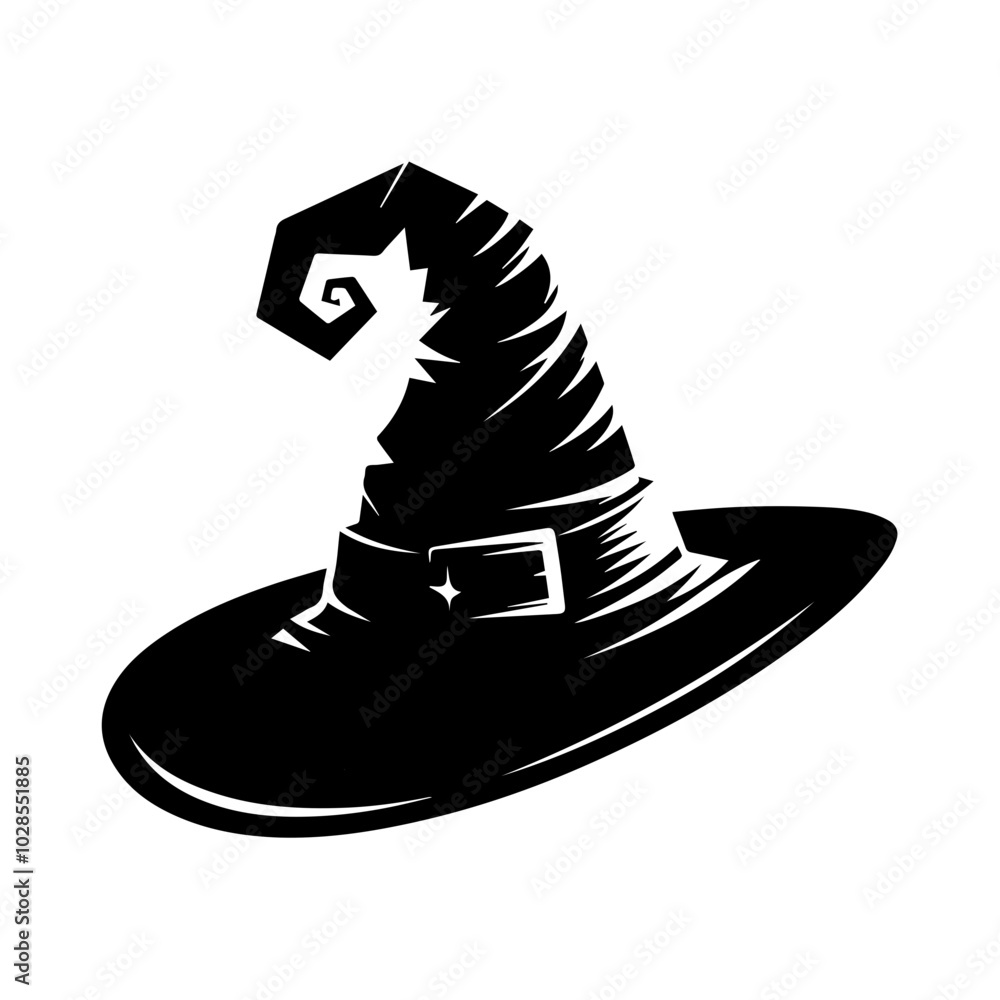 Naklejka premium Halloween witch hat silhouette isolated flat design