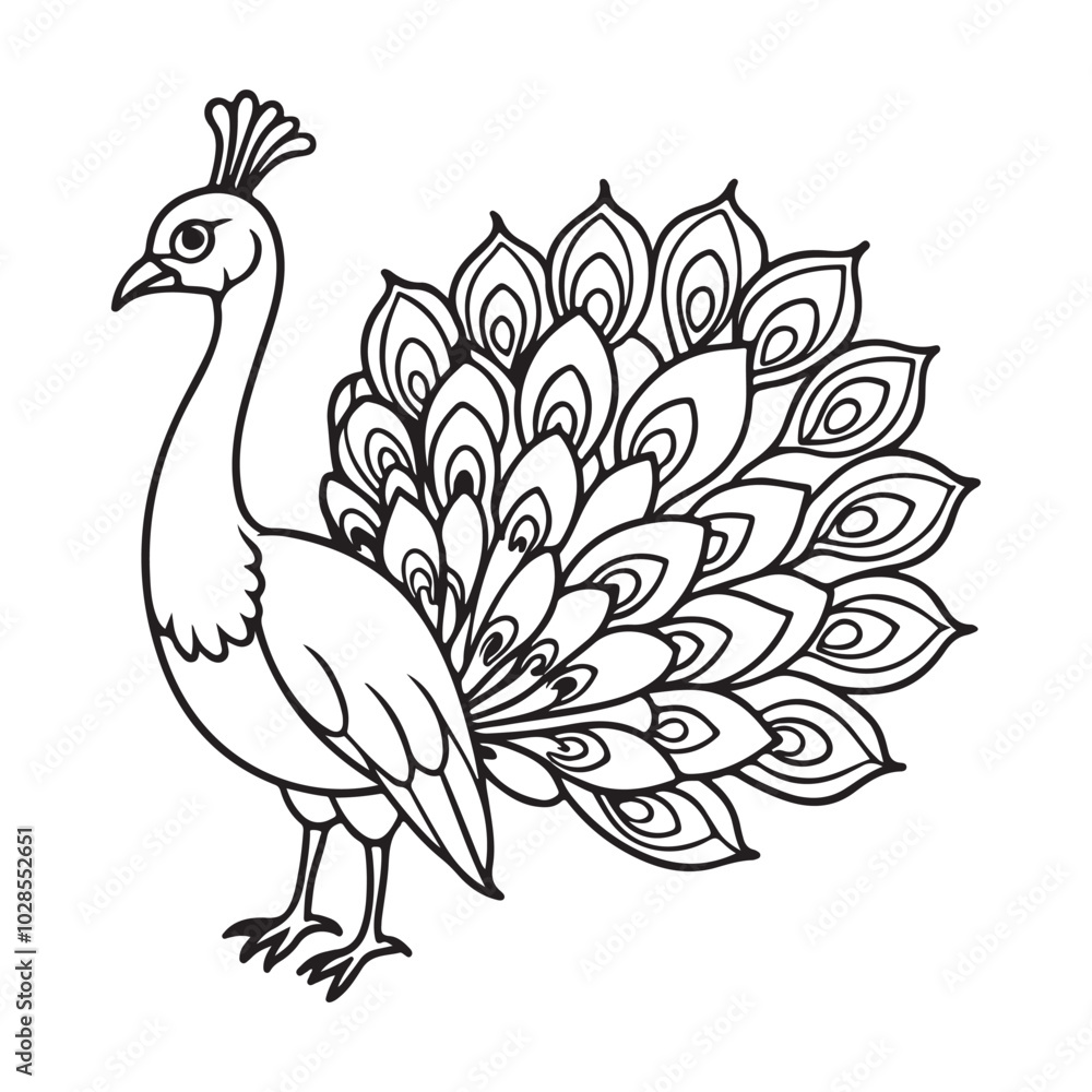 Fototapeta premium vector silhouette image of apeacock on a white background 
