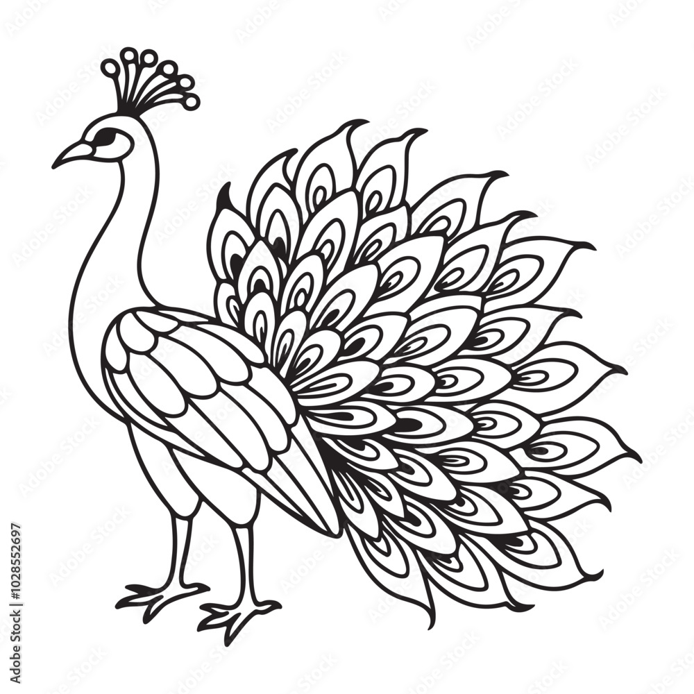 Fototapeta premium vector silhouette image of apeacock on a white background