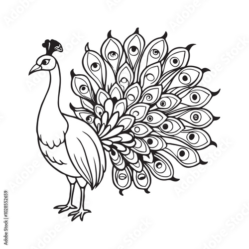 Wallpaper Mural vector silhouette image of apeacock on a white background
 Torontodigital.ca