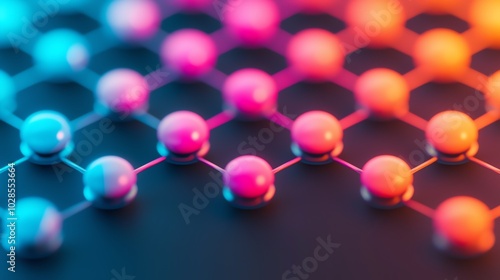 A detailed artistic visualization of a chemical library, with rows of glowing molecular compounds floating in a grid pattern, ready to be screened for potential drug leads photo