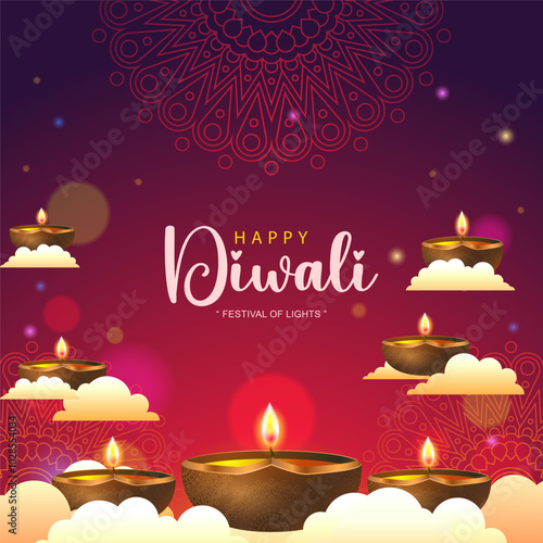 Wallpaper Mural Happy Diwali festival of lights background with candle decoration Torontodigital.ca