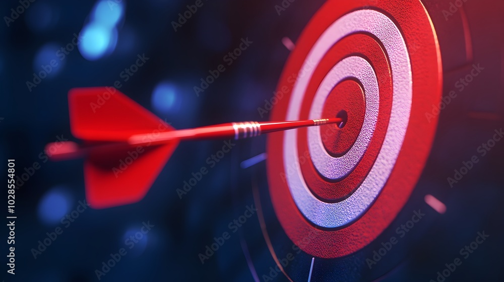 Fototapeta premium Centered Darts Target with Shimmering Gradient Background in Digital Art Style
