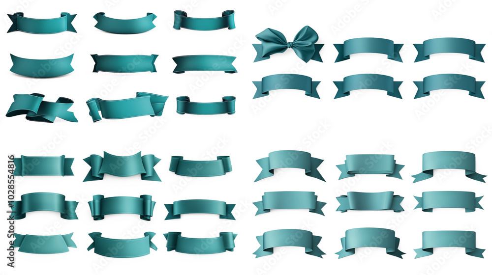 Teal Ribbon Banner Collection: Design Elements for Your Projects Teal Ribbon Banner Collection: Design Elements for Your Projects