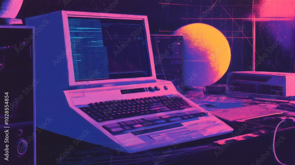 Tailwind poster with retro tech aesthetic and vaporwave colors Tailwind poster with retro tech aesthetic and vaporwave colors