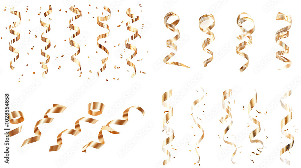 Golden Confetti and Ribbons for Festive Celebrations Golden Confetti and Ribbons for Festive Celebrations