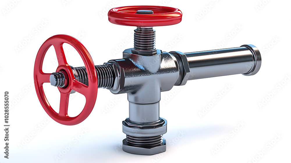 Modern hand-operated stop valve isolated on white background Modern hand-operated stop valve isolated on white background