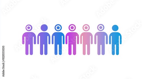 Gradient blue and pink group of people icons symbolizing teamwork and diversity