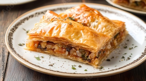 A Close-Up View of a Piece of Crispy Baked Pastry with a Sweet Filling