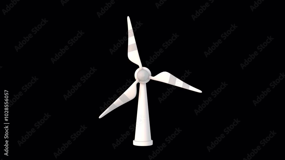 3D Wind Turbine Spinning on a Transparent Background. Seamless Loop. Blades. 4K 3D Wind Turbine Spinning on a Transparent Background. Seamless Loop. Blades. 4K
