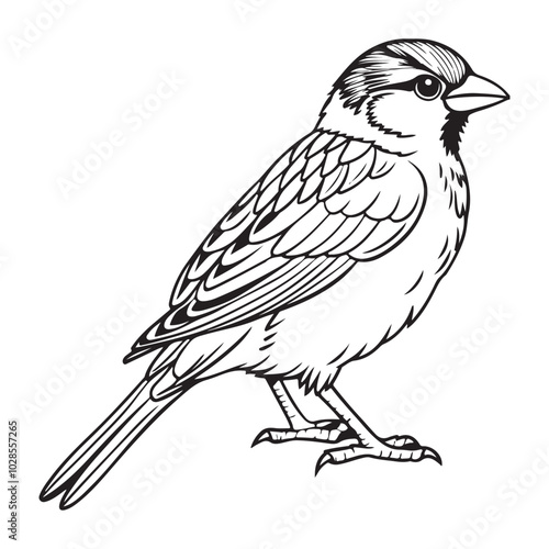 vector silhouette image of a sparrow on a white background
