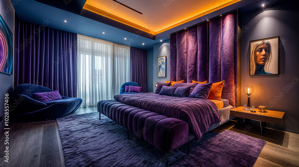 Luxurious bedroom with king size bed Luxurious bedroom with king size bed