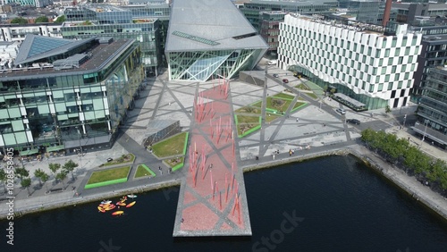 Tableau sur toile Aerial drone shot of Dublin's Docklands