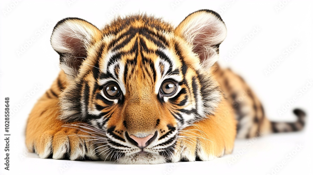 Sweet Tiger Cub with Big Sparkly Eyes Looking Shy Sweet Tiger Cub with Big Sparkly Eyes Looking Shy