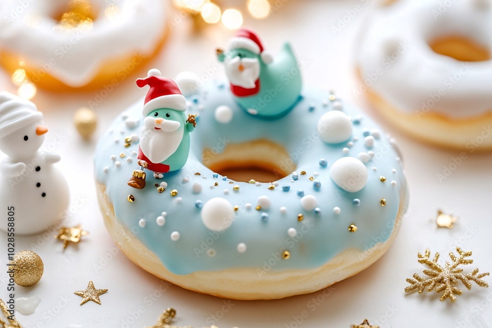 Fototapeta premium Cute Dinosaur Shaped Dessert with Festive Decorations