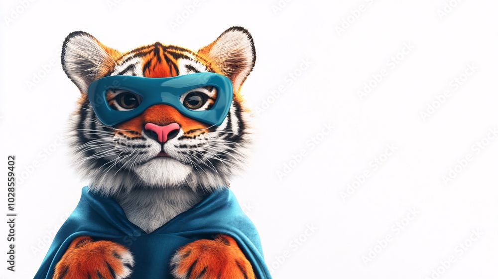 Cute Tiger in Superhero Costume Ready for Action Cute Tiger in Superhero Costume Ready for Action