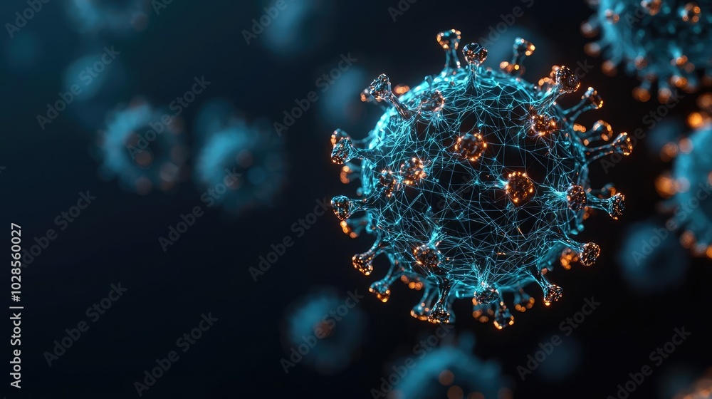 3D illustration of a virus, abstract representation, digital art. 3D illustration of a virus, abstract representation, digital art.