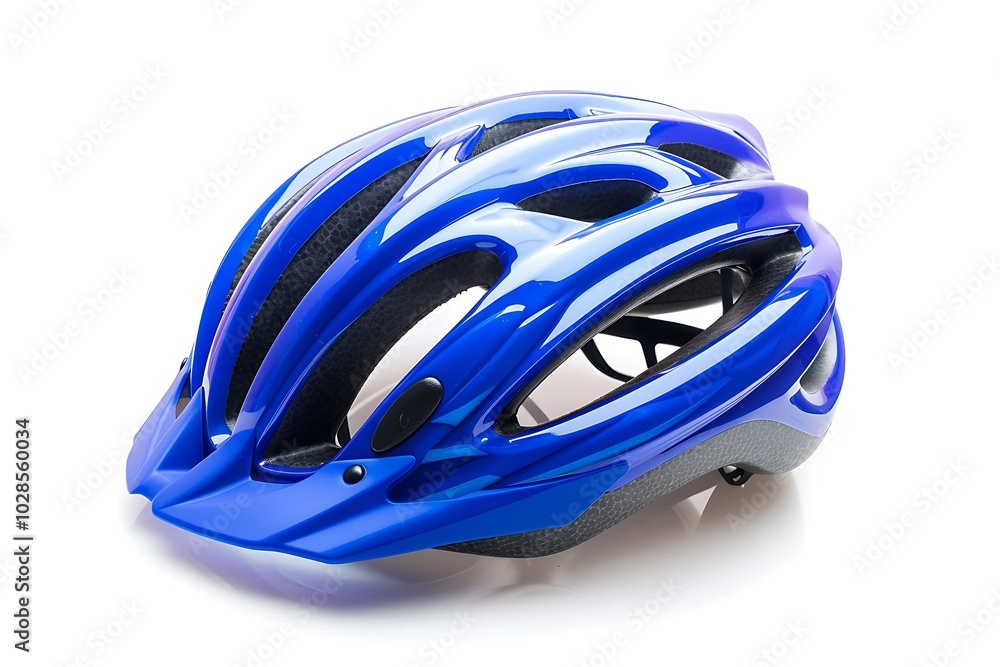 Blue helmet for bicyclists isolated on white background Blue helmet for bicyclists isolated on white background