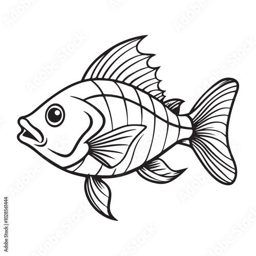 vector silhouette image of a fish on a white background 