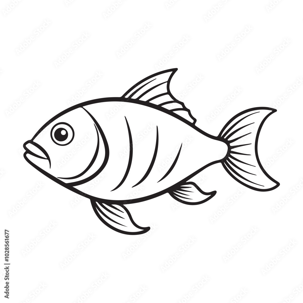 Fototapeta premium vector silhouette image of a fish on a white background 