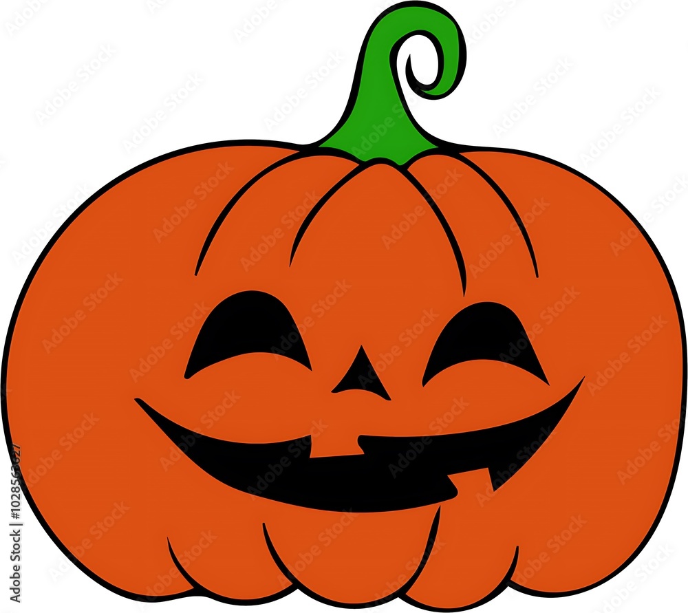 Fototapeta premium Colorful Halloween illustrations of pumpkin, bat, cat, and spooky cauldron.