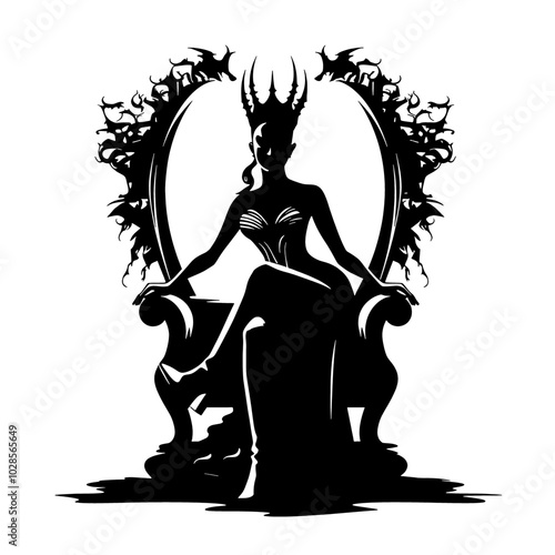 Demon Queen – This Stunning Artwork Embodies Power and Grace, Perfect for Fantasy Themes, Gaming Illustrations, and Merchandise. Character Captivate Your Audience with Her Dark Allure, Ideal for Book