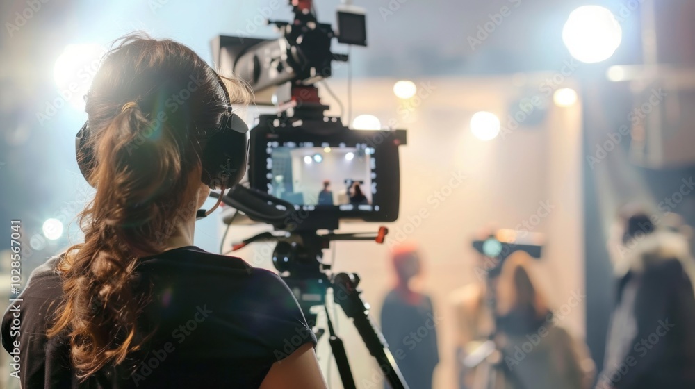 Filmmaker Capturing Scene with Professional Gear Filmmaker Capturing Scene with Professional Gear