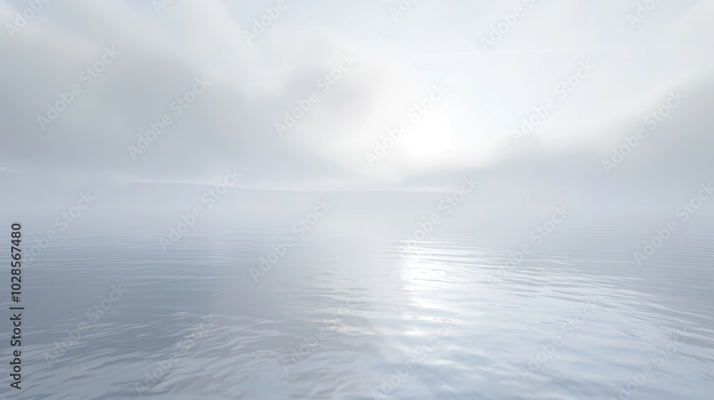 Obraz premium Serene Fog Over Calm Water Surface at Dawn