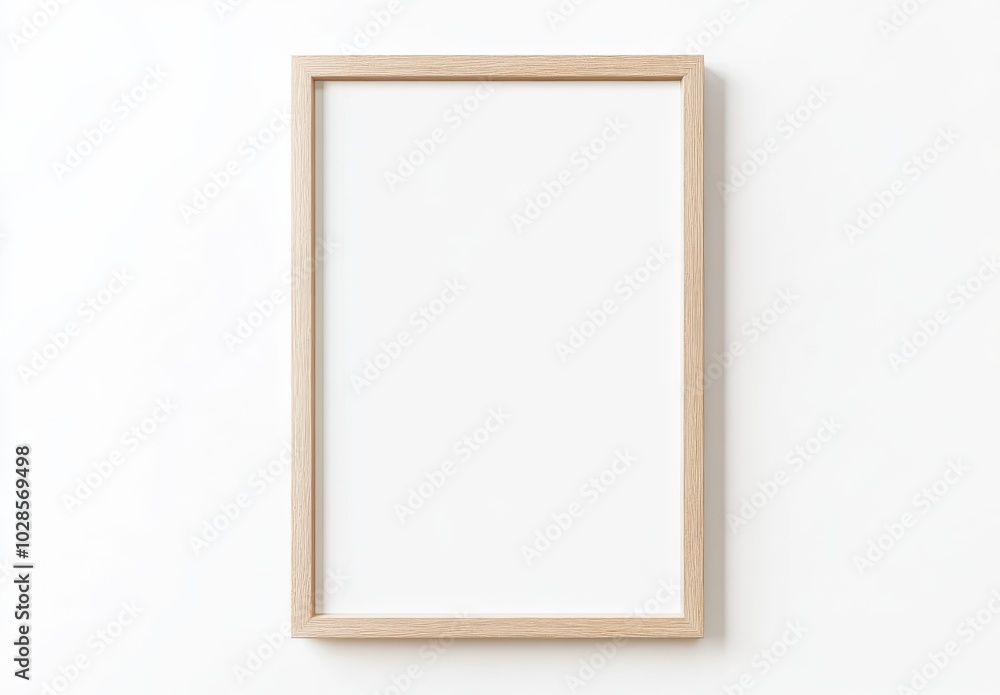 A simple wooden frame on a white background, showcasing minimalist design. A simple wooden frame on a white background, showcasing minimalist design.