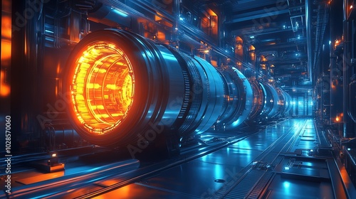 Advanced nuclear reactor in a hightech facility, glowing with energy