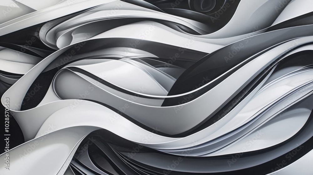 Fototapeta premium Abstract Flowing Waves in Monochrome Tones