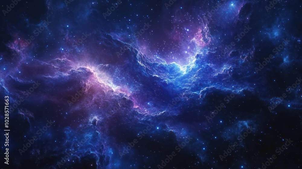 A cosmic landscape of nebulae and stars in deep space A cosmic landscape of nebulae and stars in deep space