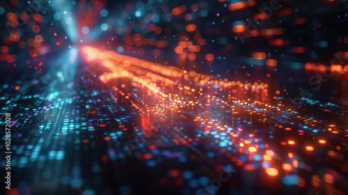 Wallpaper Mural Abstract digital landscape with colorful light trails and particles. Torontodigital.ca