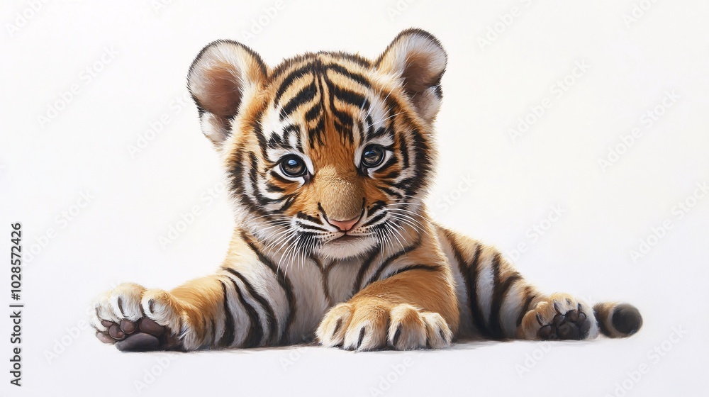 Fototapeta premium Adorable Baby Tiger with Oversized Ears and Tiny Paws