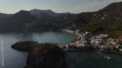 Skyward Serenity: Aerial Views of Kapsali, Kythira's Coastal Gem. photo