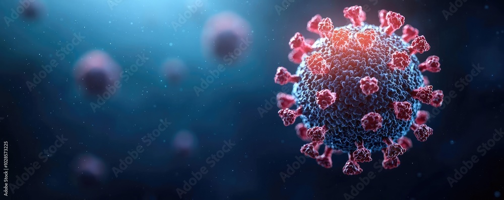 3D illustration of a coronavirus particle with detailed structure and colors. 3D illustration of a coronavirus particle with detailed structure and colors.