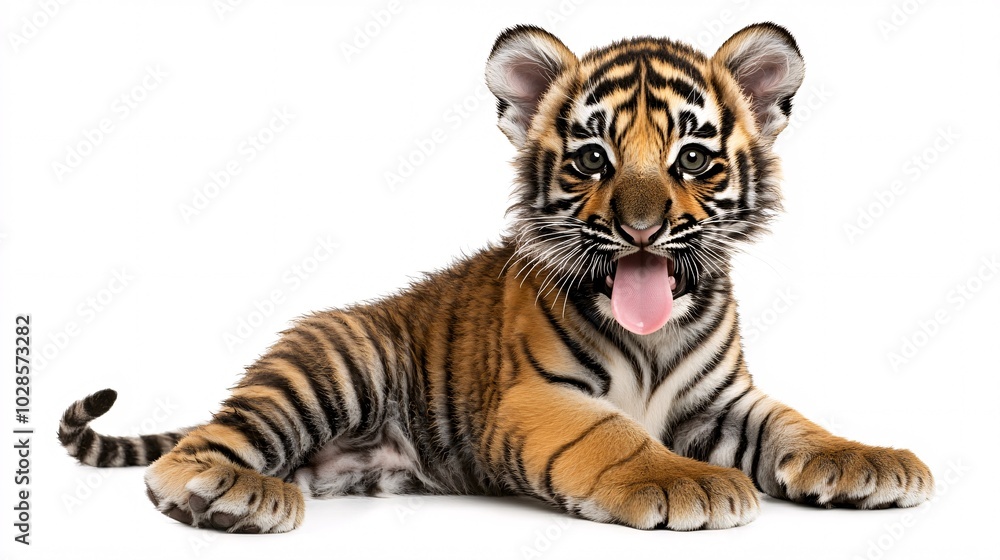 Obraz premium Playful Baby Tiger Posing with Its Tongue Out