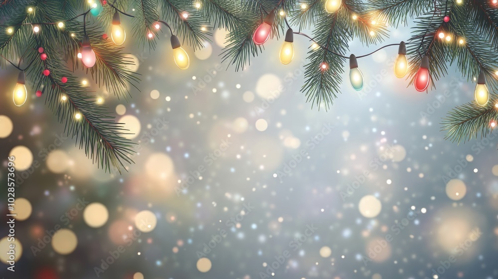 Fototapeta premium christmas colorful shining fairy lights and falling glitter