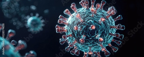 Wallpaper Mural 3D illustration of a virus structure, isolated on dark background Torontodigital.ca