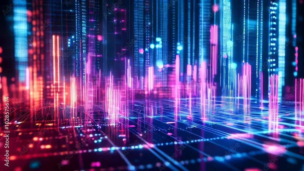 Abstract financial background with glowing stock charts and bar graphs Abstract financial background with glowing stock charts and bar graphs