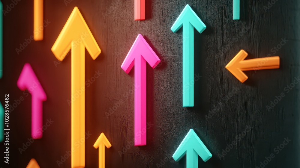 3D Illustration of Stock Market Board with Arrows and Blank Space for Trend Analysis 3D Illustration of Stock Market Board with Arrows and Blank Space for Trend Analysis