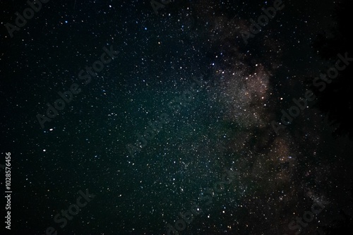 Stunning night sky filled with numerous stars and the Milky Way galaxy visible