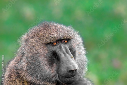 Close-up of a baboon at the Baboon's Cliff, Lake Nakuru National Park, Kenya