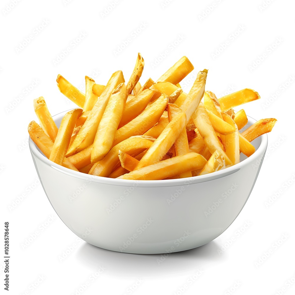 Bowl of tasty french fries isolated on white background Bowl of tasty french fries isolated on white background