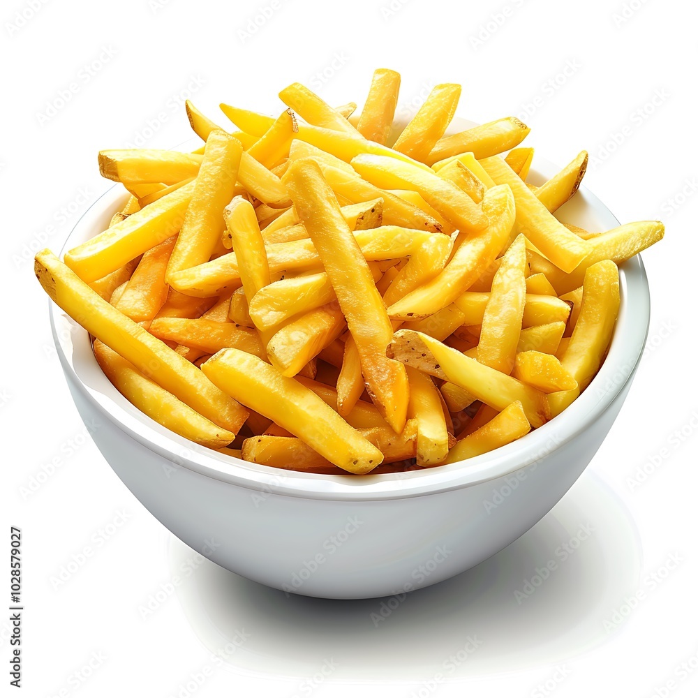Bowl of tasty french fries isolated on white background Bowl of tasty french fries isolated on white background