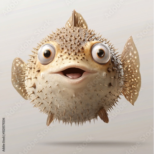 Adorable Pufferfish Puffing Up Its Cheeks Alone photo