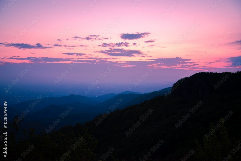 Scenic view of a mountain landscape at a beautiful sunset Scenic view of a mountain landscape at a beautiful sunset
