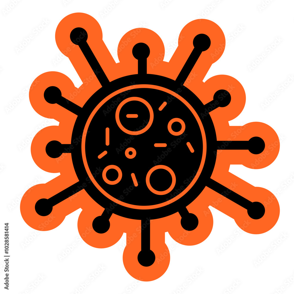 Obraz premium Bactery Icon, Unicelluler, microbactery, microbe