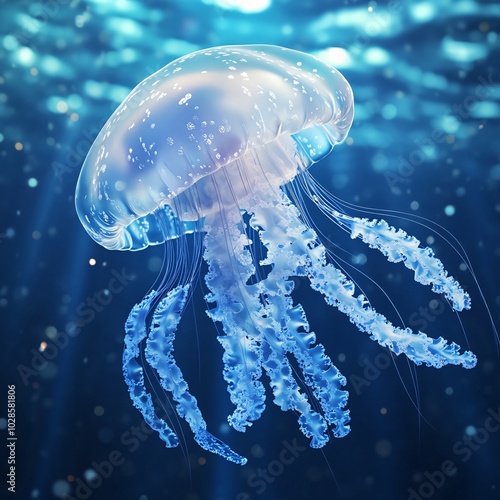Adorable Jellyfish Floating in Water Isolation